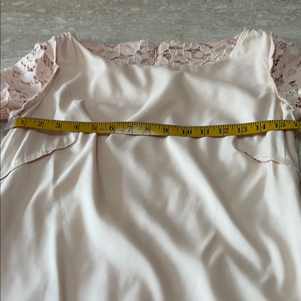 Vince Camuto Cream Long Sleeve Dress, Lace outer fabric. - Picture 10 of 14